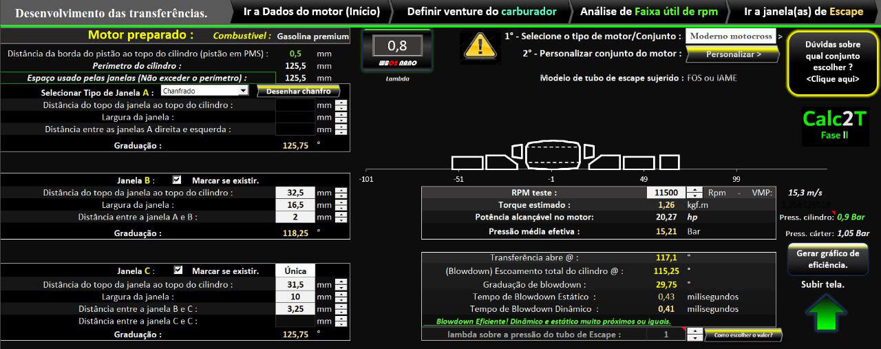 percebeu que a página anterior era do motor original e essa é do motor preparado? sim, no calc2T se desenha dois motores para poder fazer comparação. tomadas de decisão certeiras! Segue>>>